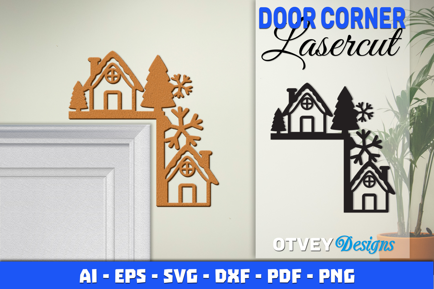 Christmas Door Corner Decoration Lasercut File SVG product image 1