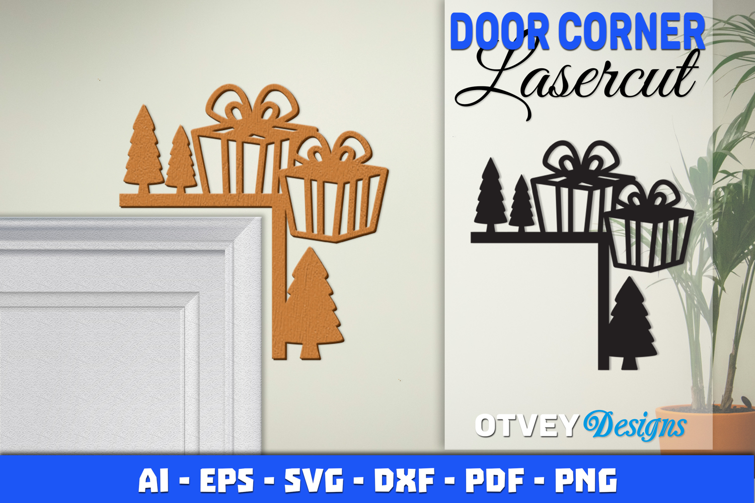 Christmas Door Corner Decoration Lasercut File SVG product image 1