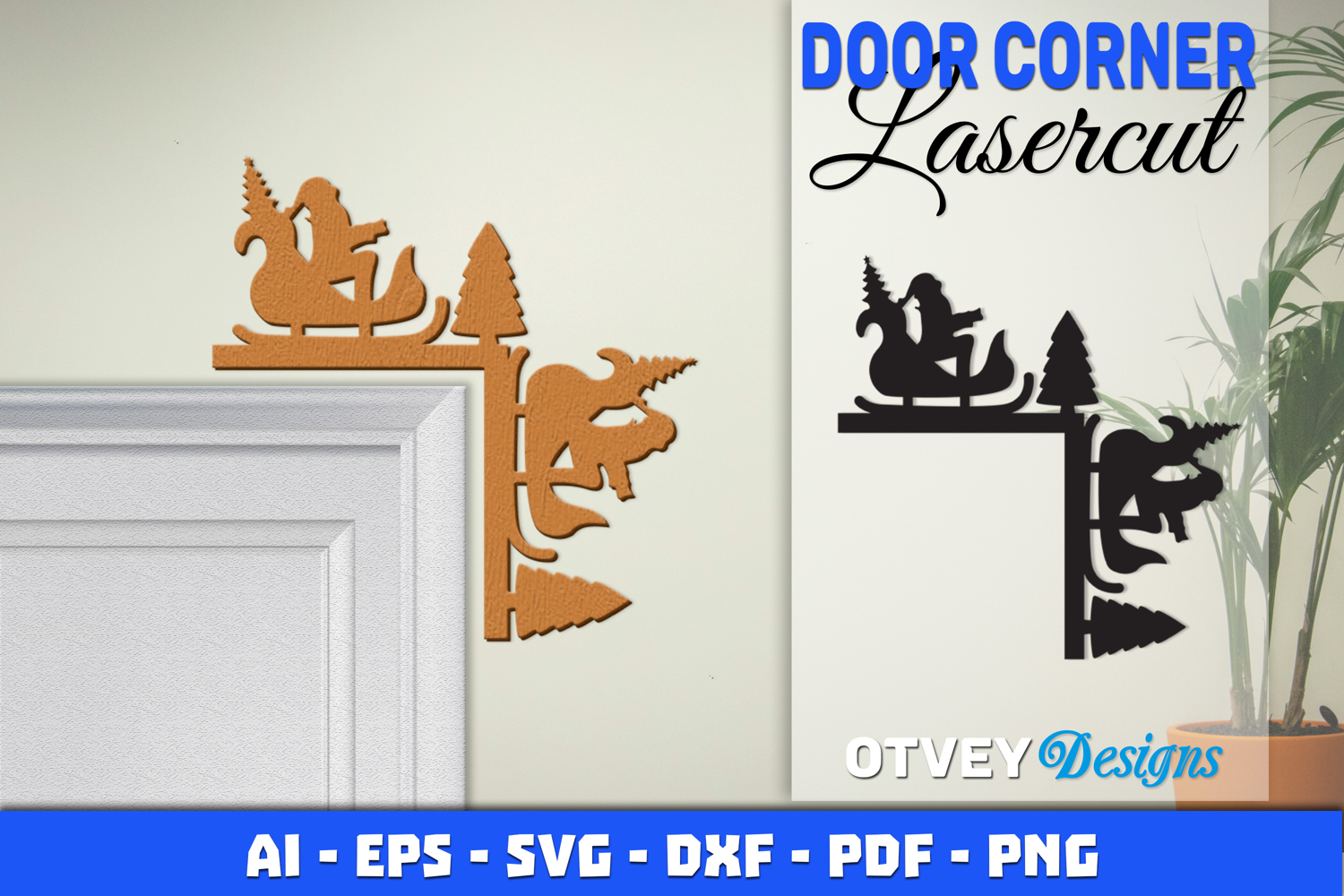 Christmas Door Corner Decoration Lasercut File SVG product image 1