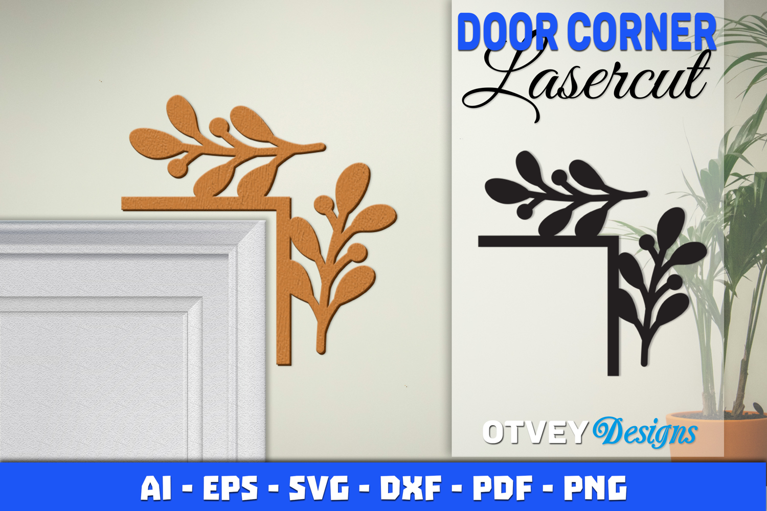 Christmas Door Corner Decoration Lasercut File SVG product image 1
