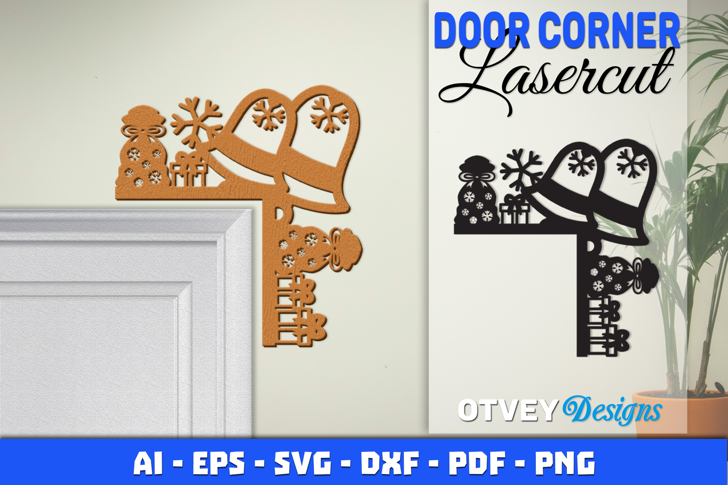 Christmas Door Corner Decoration Lasercut File SVG product image 1
