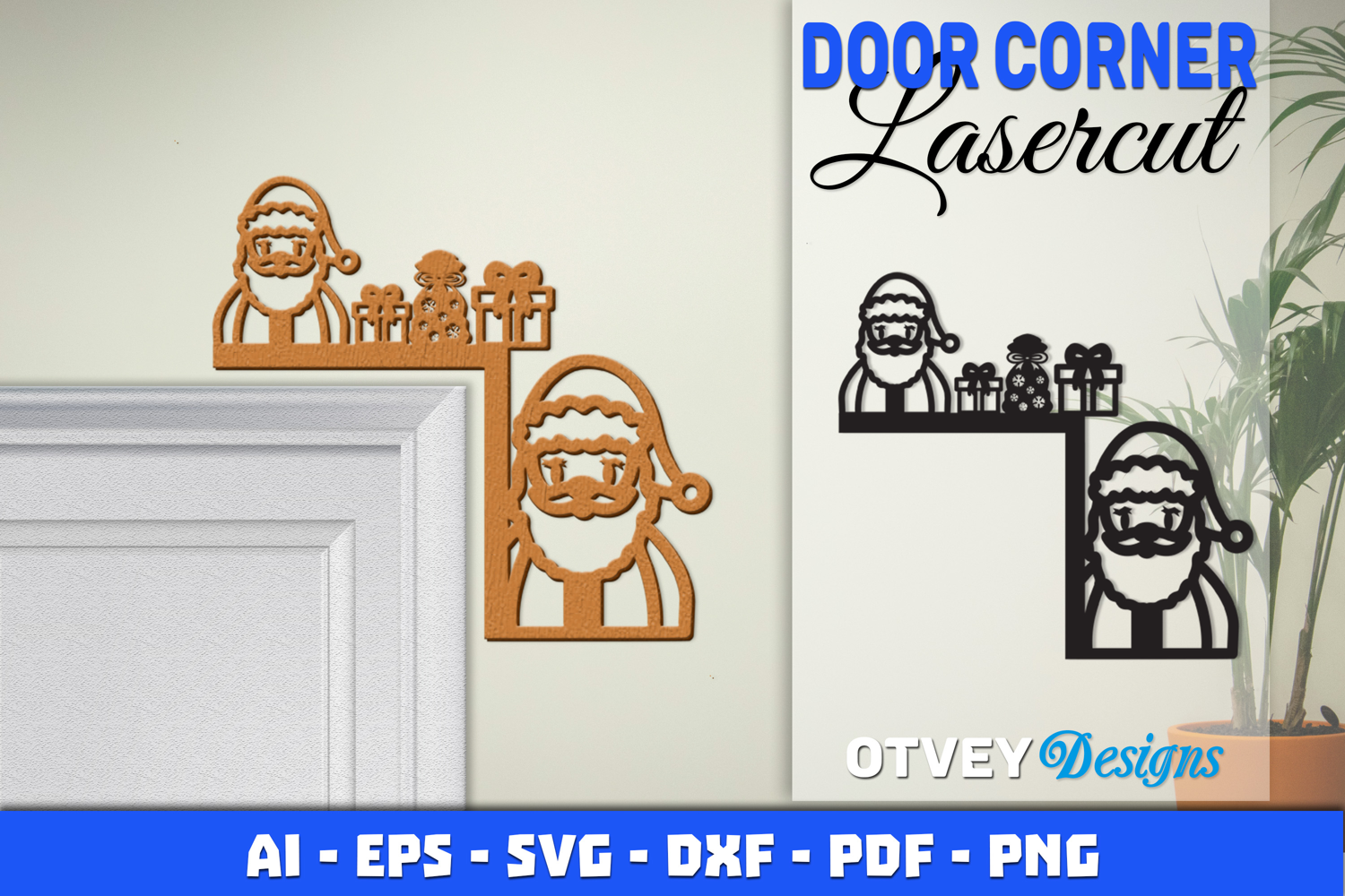 Christmas Door Corner Decoration Lasercut File SVG product image 1