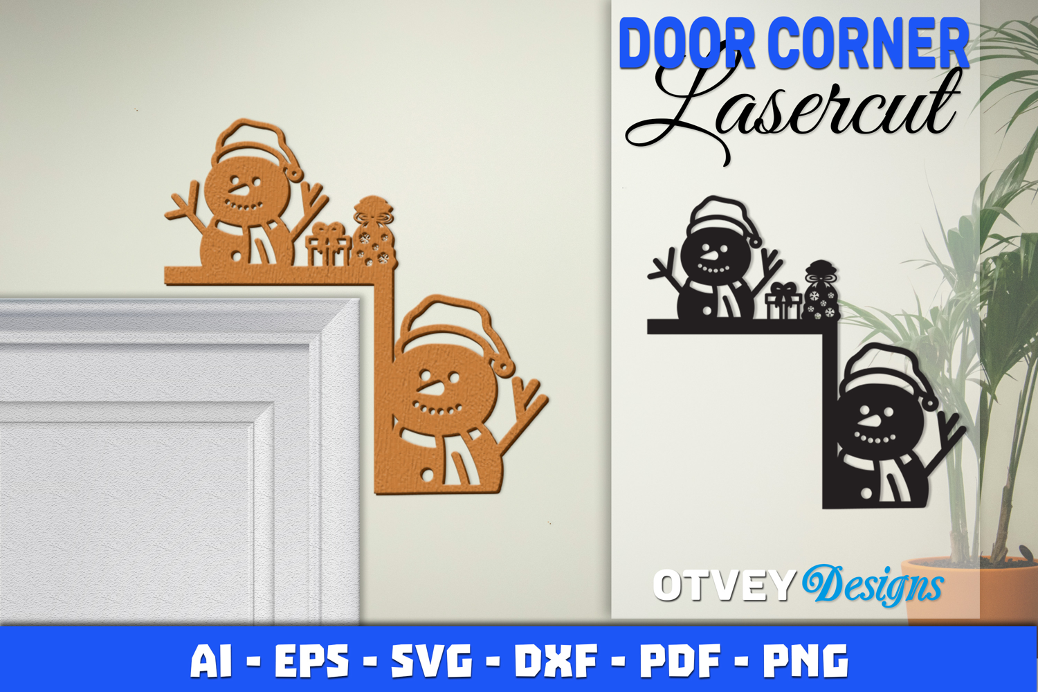 Christmas Door Corner Decoration Lasercut File SVG product image 1