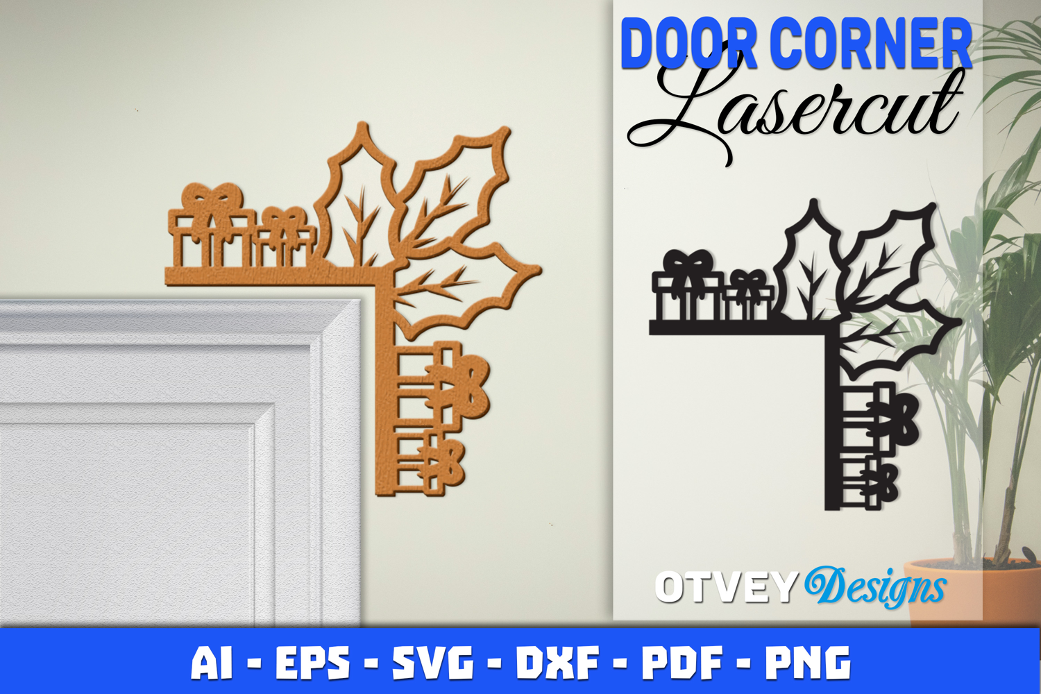Christmas Door Corner Decoration Lasercut File SVG product image 1