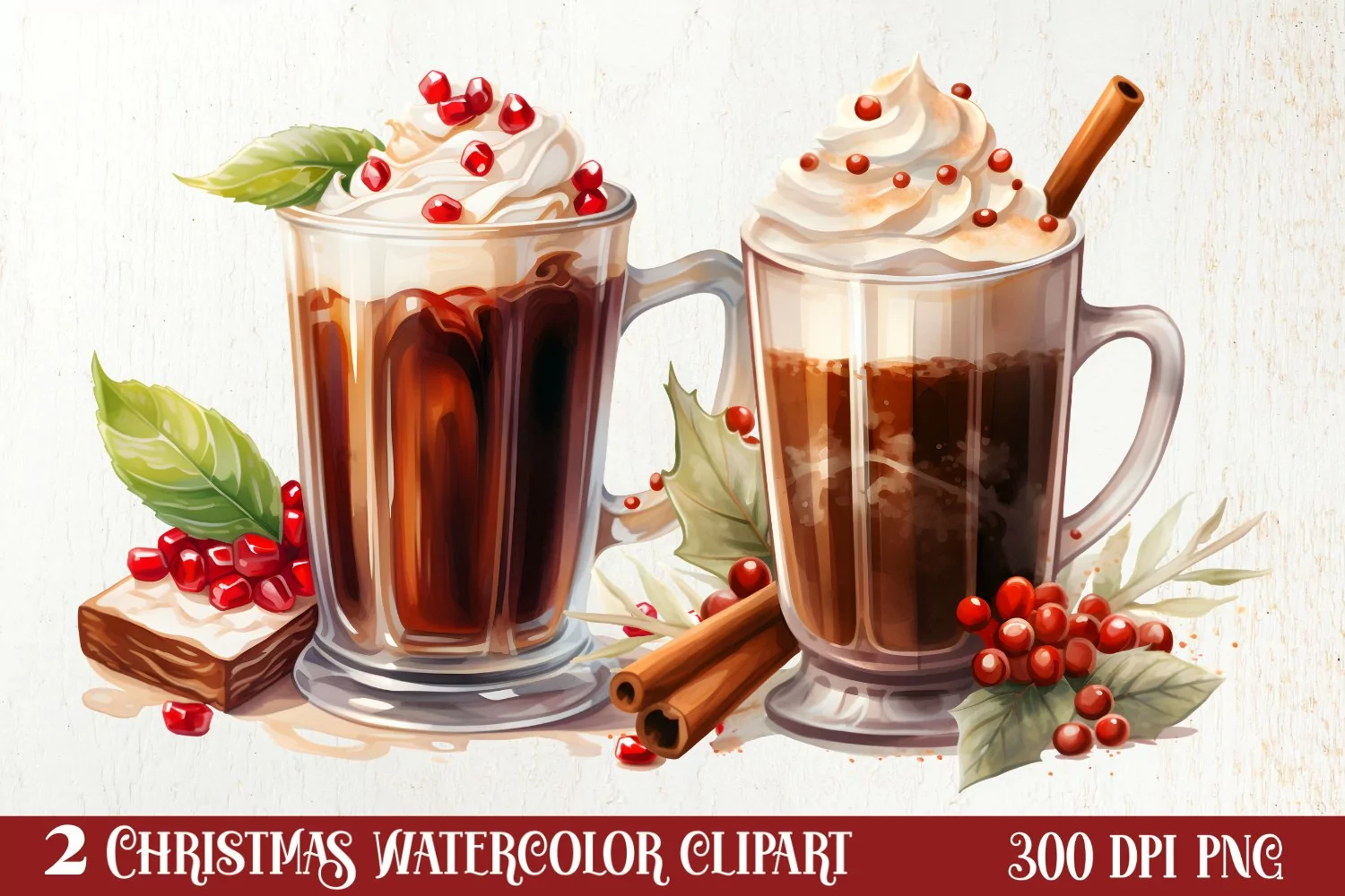 Christmas Winter Drink Sublimation Clipart, Christmas PNG product image 1