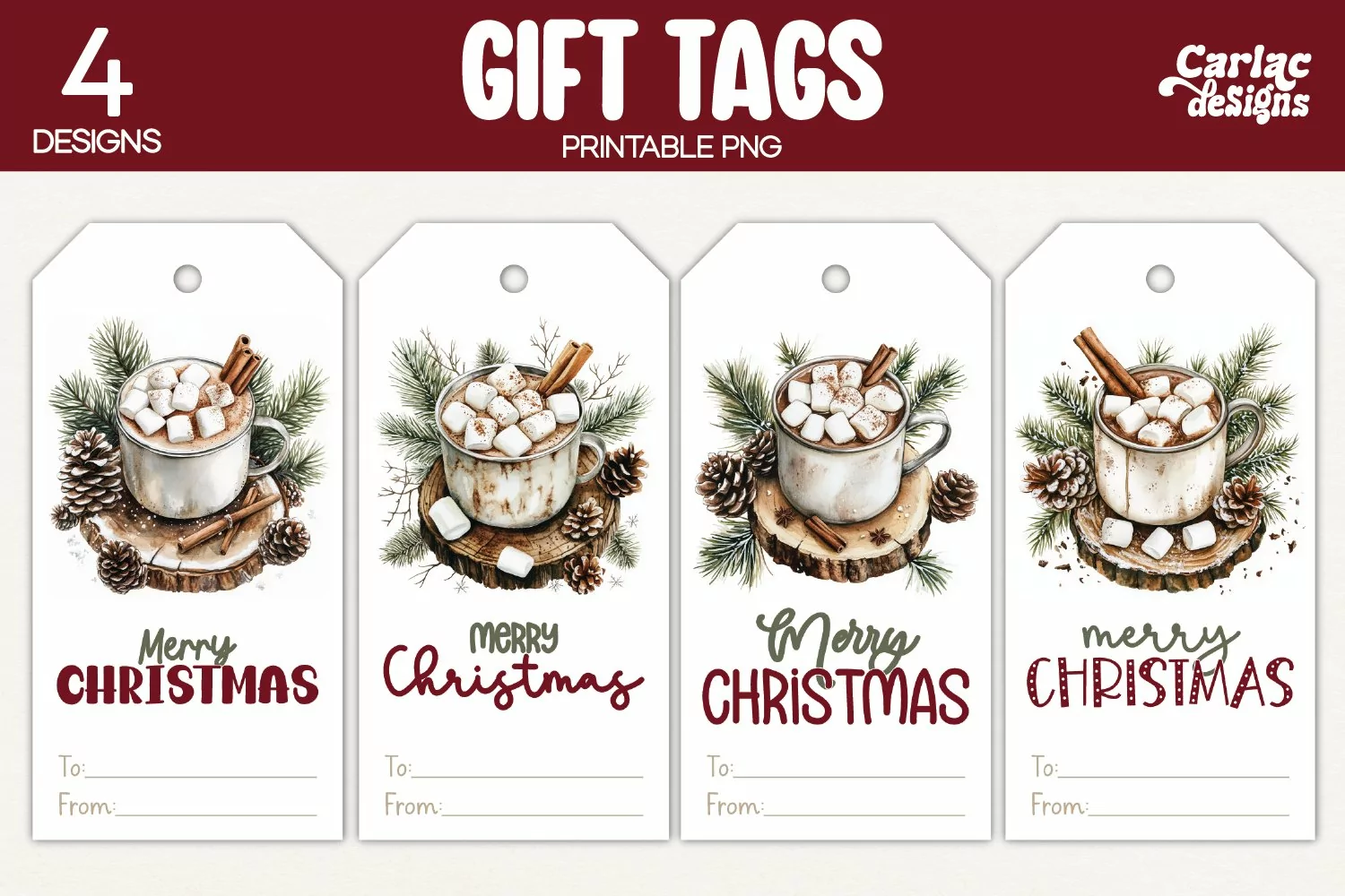 christmas drinks gift tags