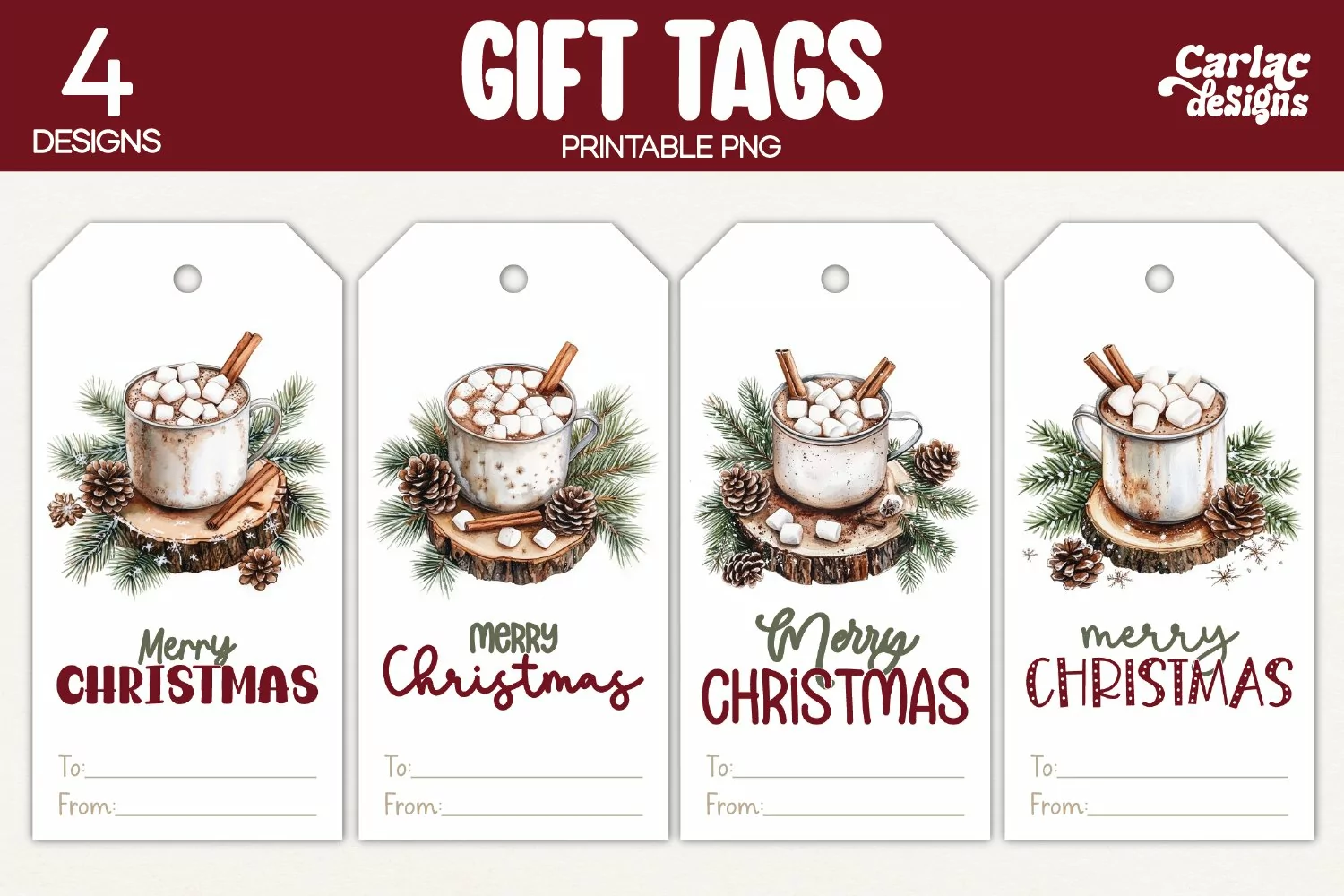 christmas drinks gift tags