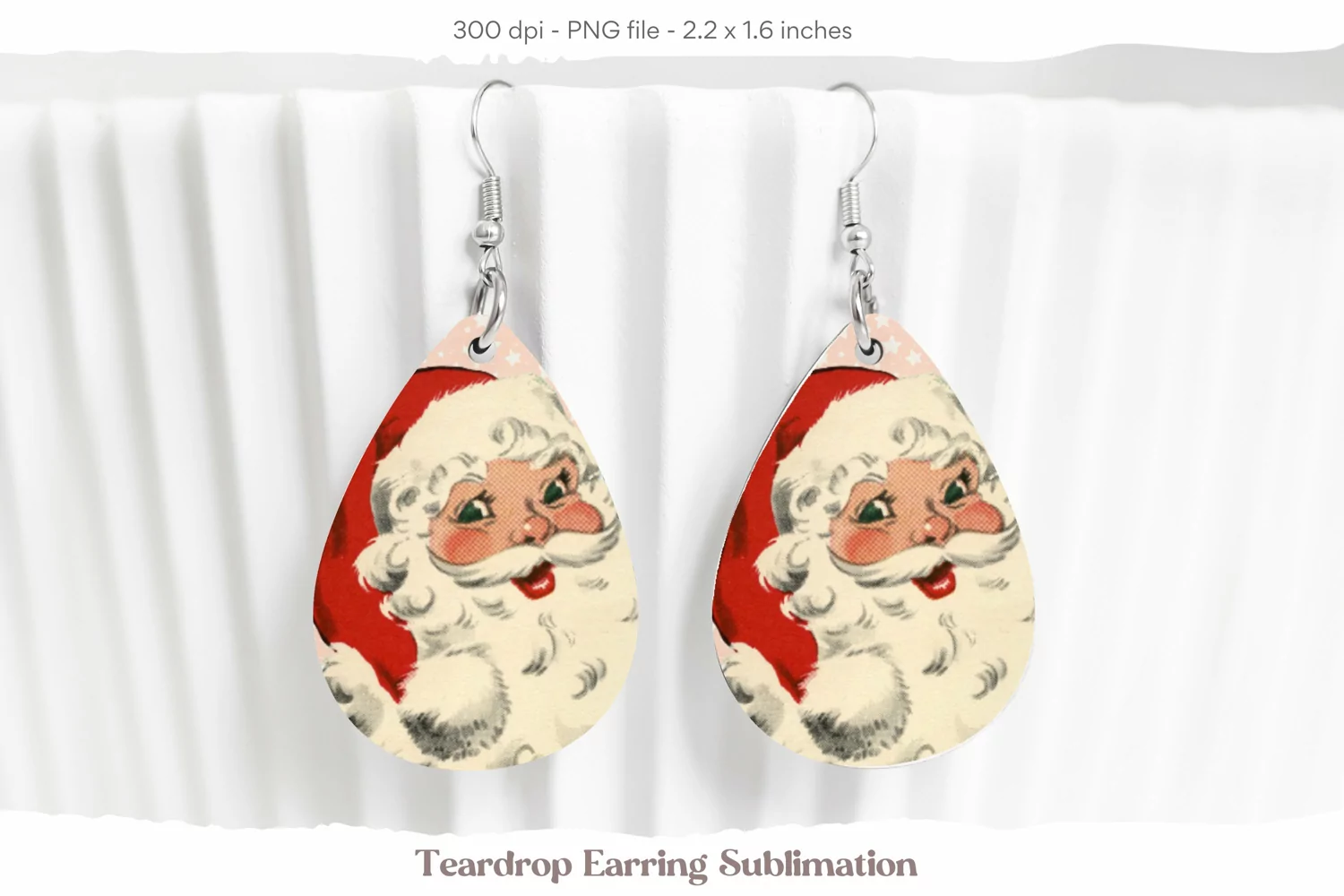Christmas Earrings Sublimation Vintage Santa Earrings Png