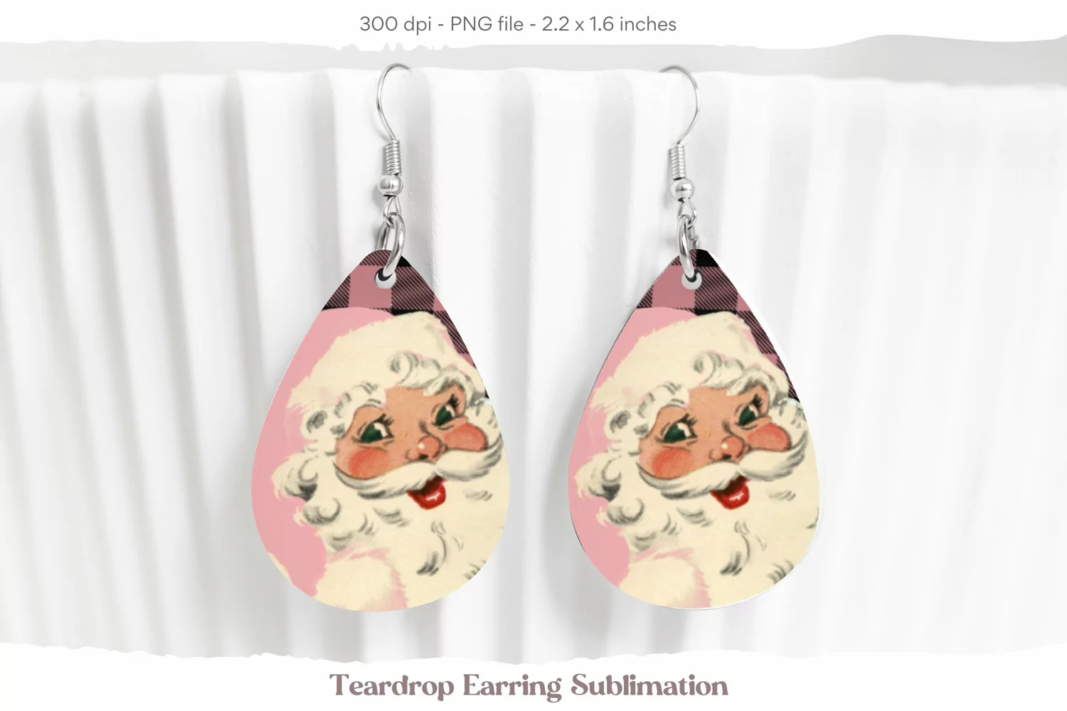 Christmas Earrings Sublimation  Vintage Santa Sublimation 