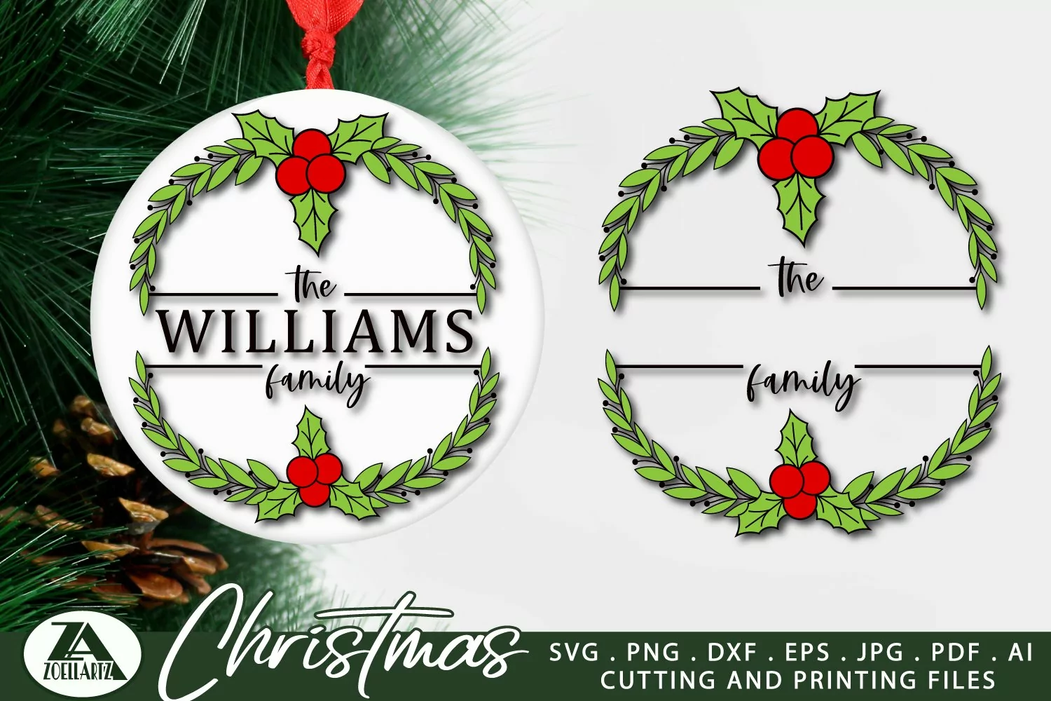 Christmas SVG Family Monogram SVG Christmas Ornament SVG product image 1