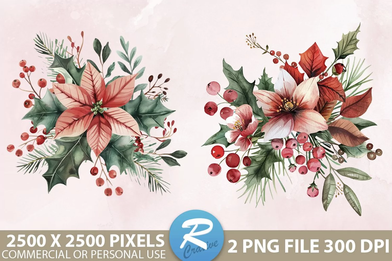 Christmas Flower Sublimation PNG Clipart product image 1