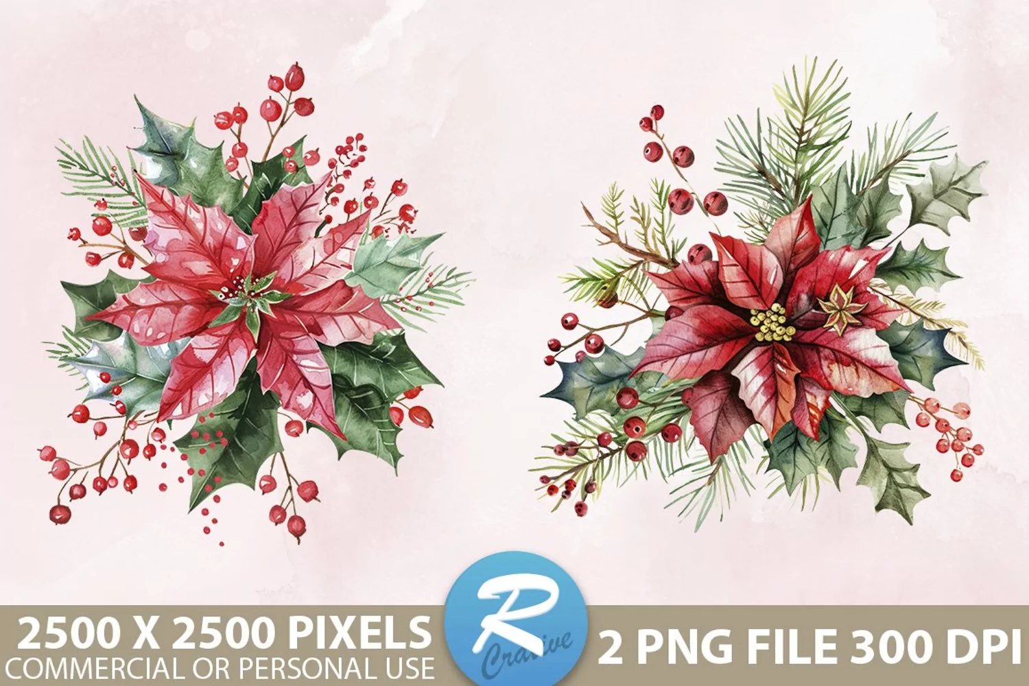 Christmas Flower Sublimation PNG Clipart product image 1