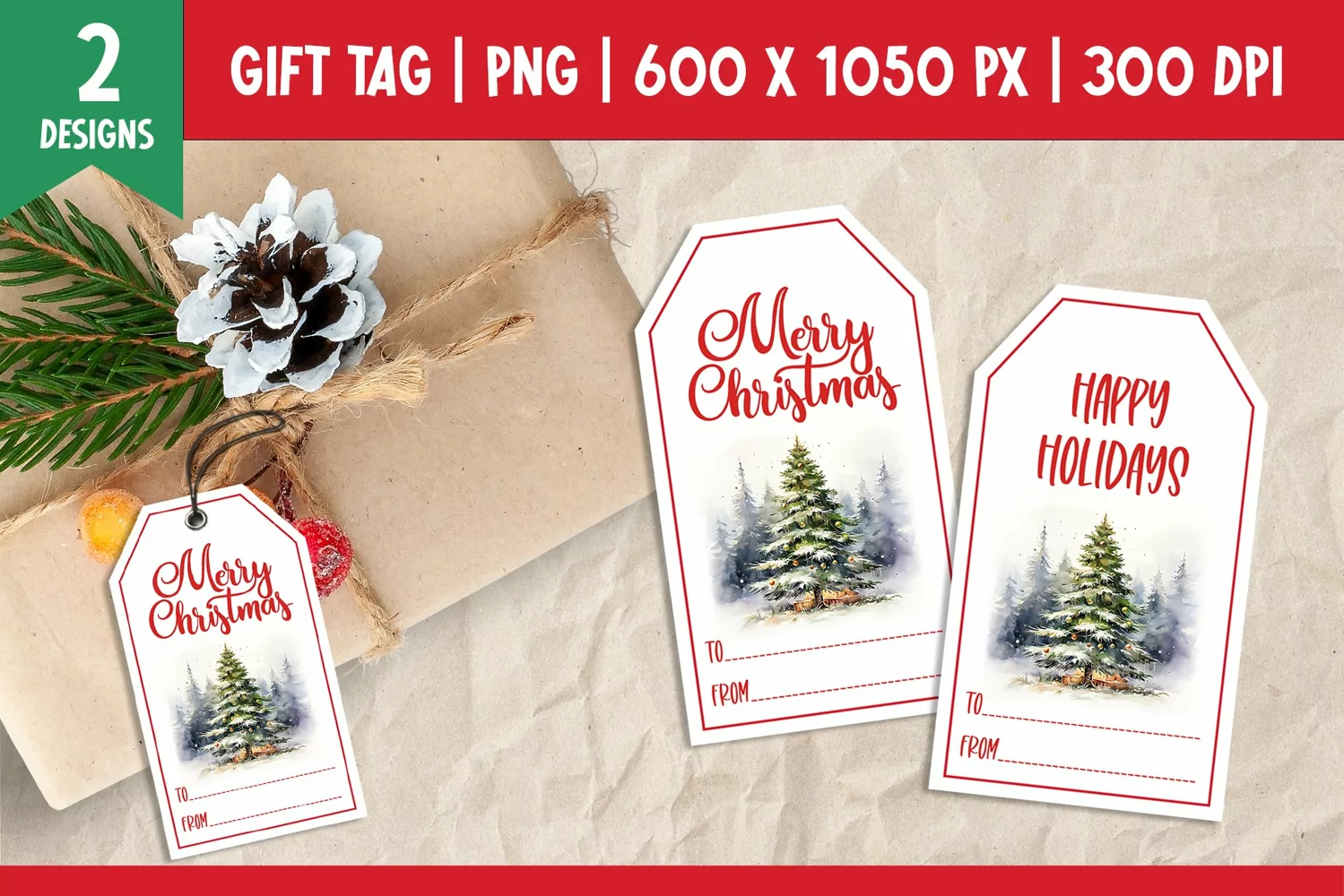 Merry Christmas Gift Tags Printable Templates Christmas Tre product image 1