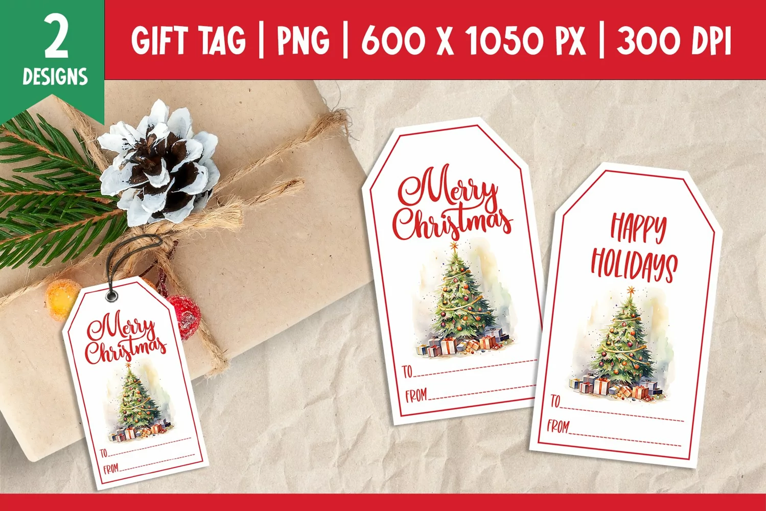 Merry Christmas Gift Tags Printable Templates Christmas Tre product image 1