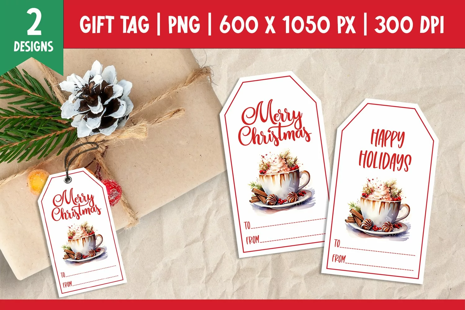 Merry Christmas Gift Tags Printable Templates Hot Cocoa product image 1