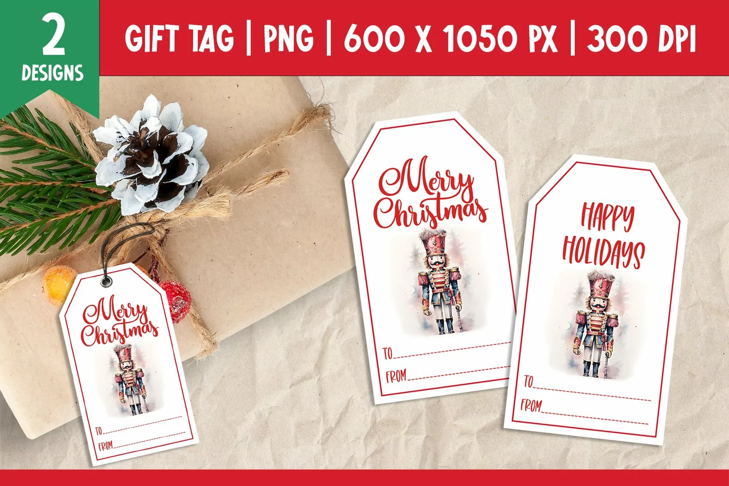 Merry Christmas Gift Tags Printable Templates nutcracker product image 1
