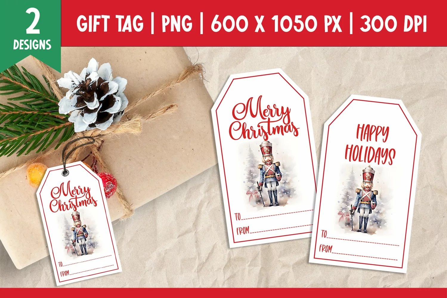 Merry Christmas Gift Tags Printable Templates nutcracker product image 1