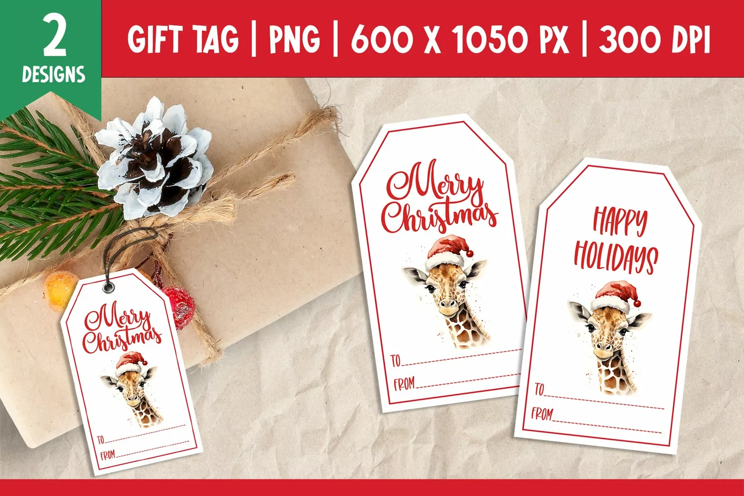 Merry Christmas Gift Tags Printable Templates giraffe product image 1