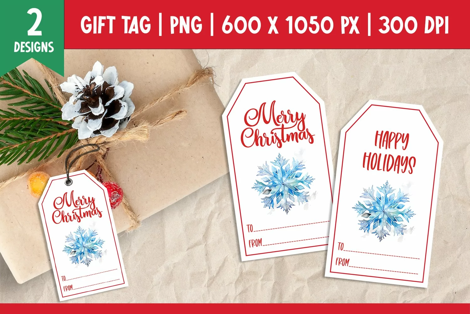 Merry Christmas Gift Tags Printable Templates snowflake product image 1