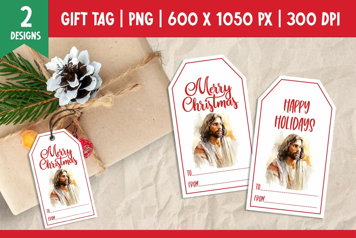 Merry Christmas Gift Tags Printable Template Jesus product image 1