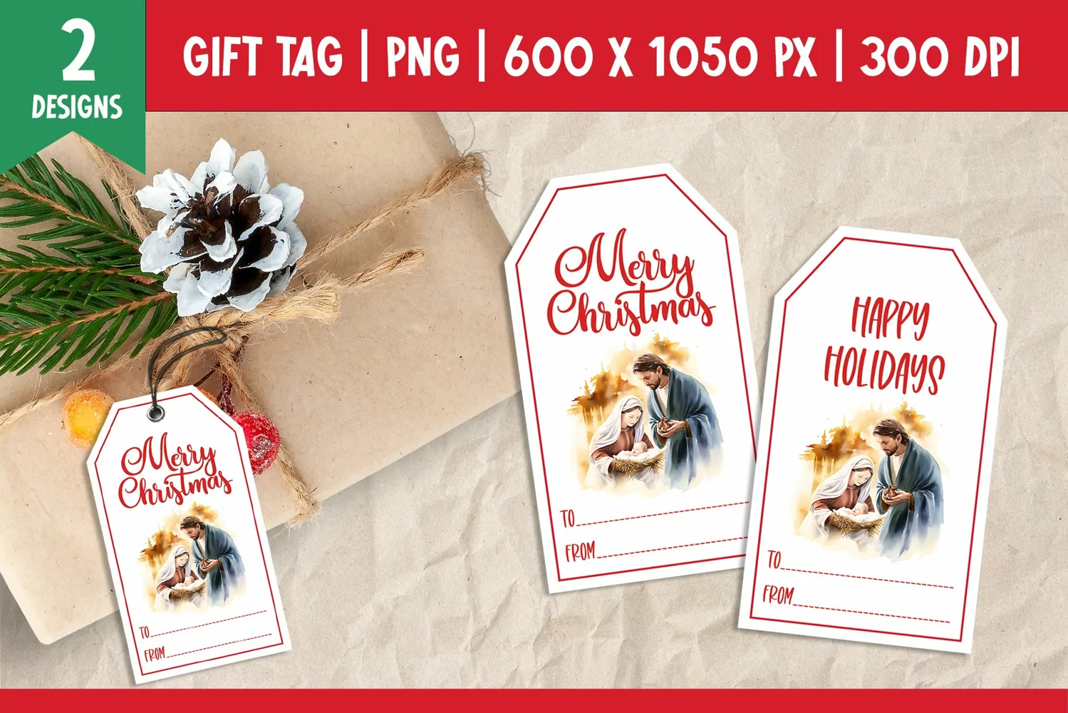 Merry Christmas Gift Tags Printable Template Jesus product image 1