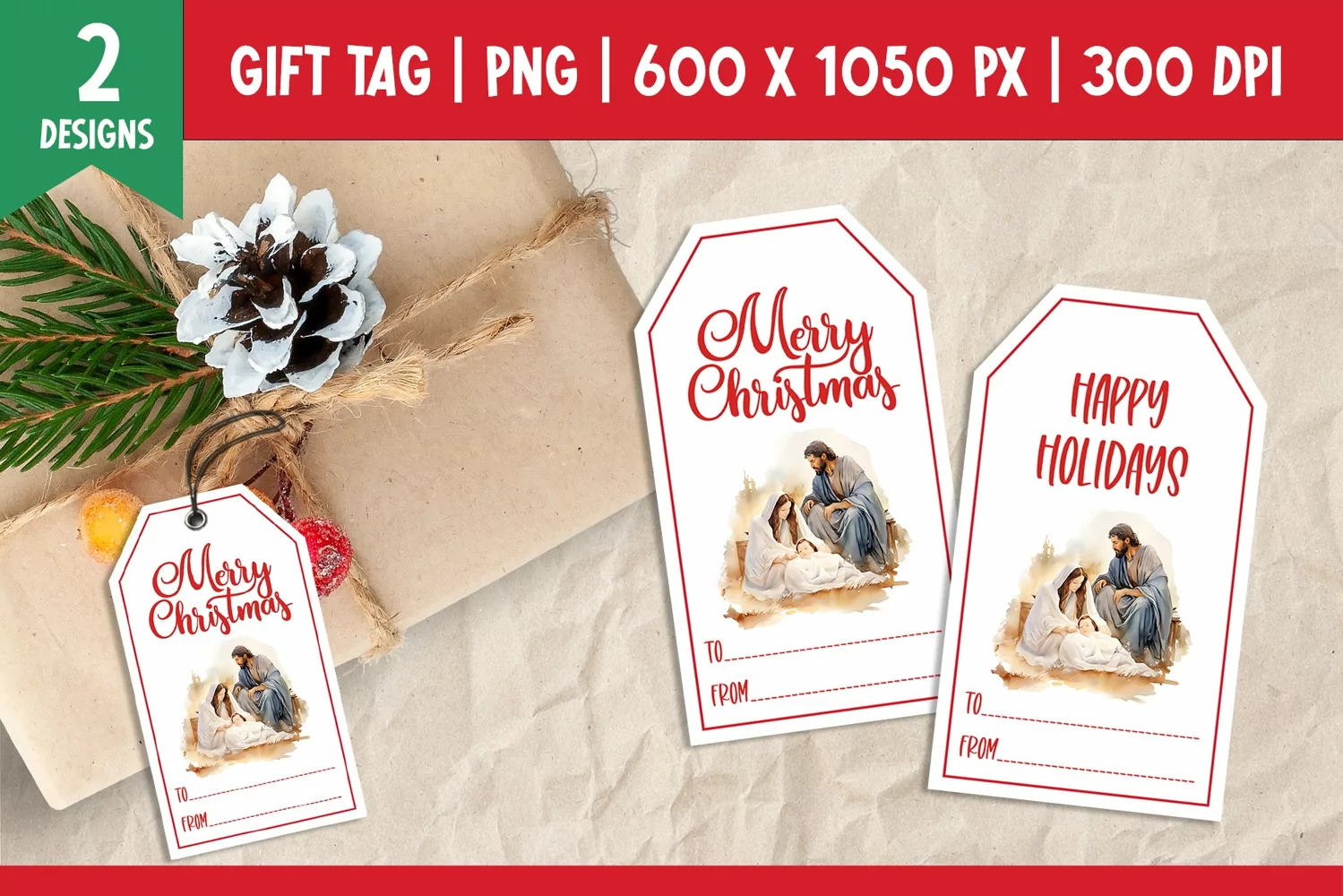 Merry Christmas Gift Tags Printable Template Jesus product image 1