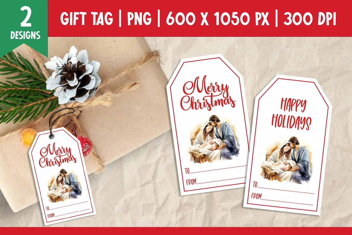 Merry Christmas Gift Tags Printable Template Jesus product image 1