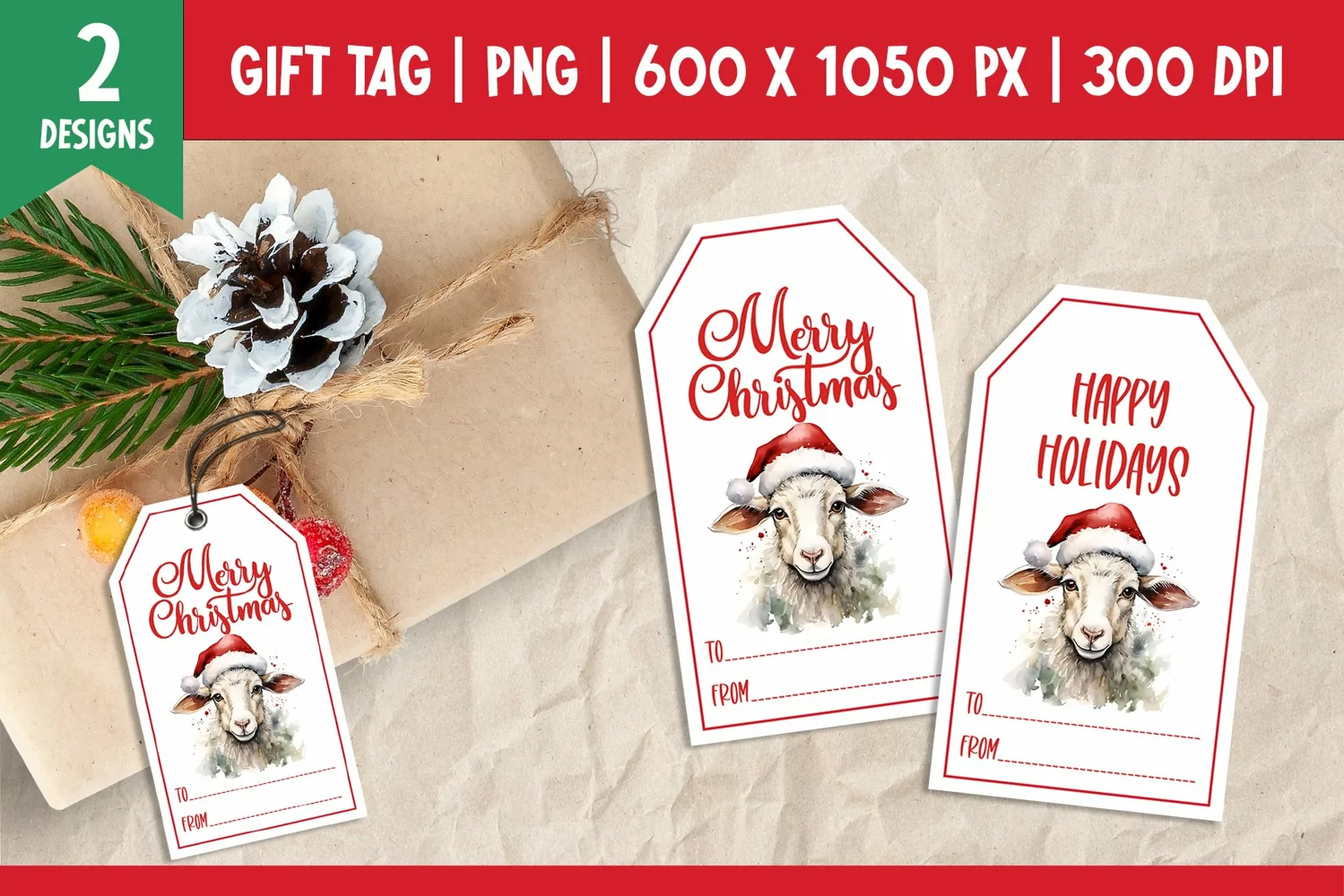 Merry Christmas Gift Tags Printable Template Sheep product image 1