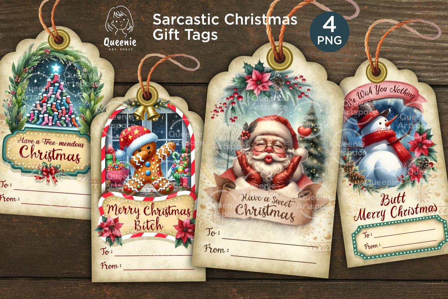 Sarcastic Christmas Gift Tags, Holiday Labels, Present Card product image 1