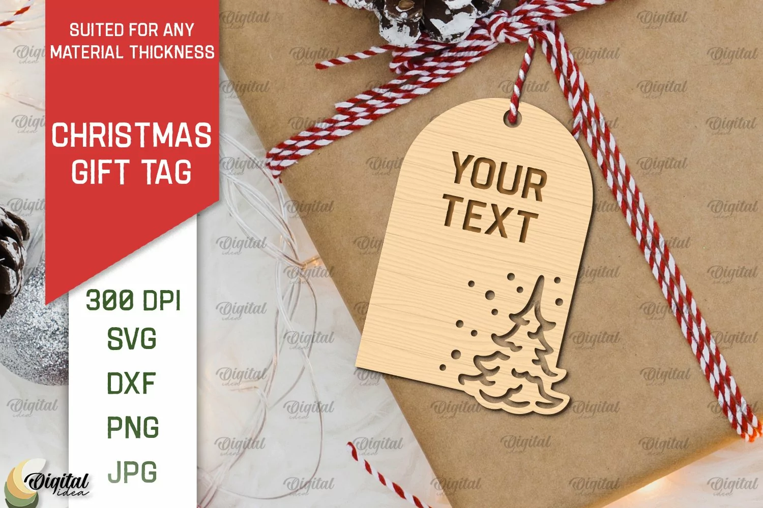 Christmas Gift Tag Laser Cut. Merry Christmas SVG Design product image 1