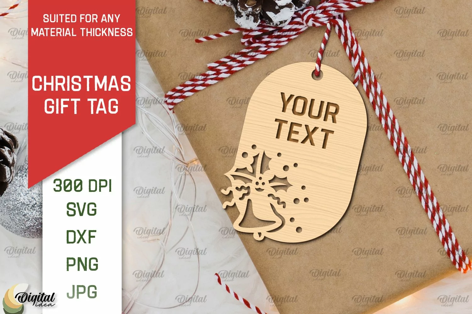 Christmas Gift Tag Laser Cut. Merry Christmas SVG Design product image 1