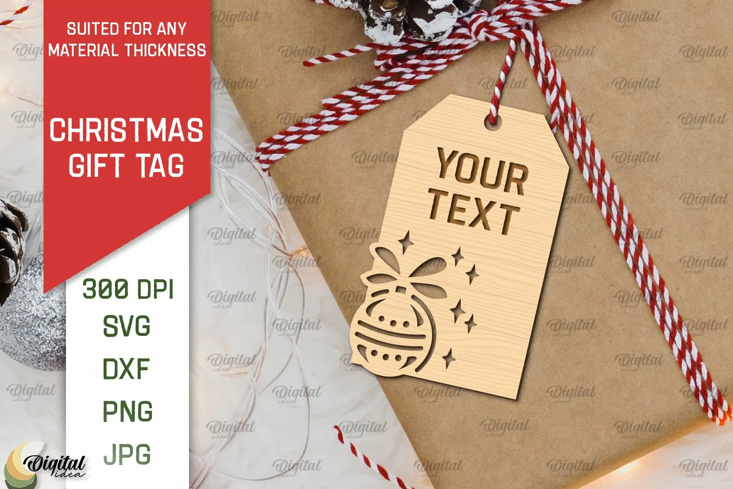 Christmas Gift Tag Laser Cut. Merry Christmas SVG Design product image 1