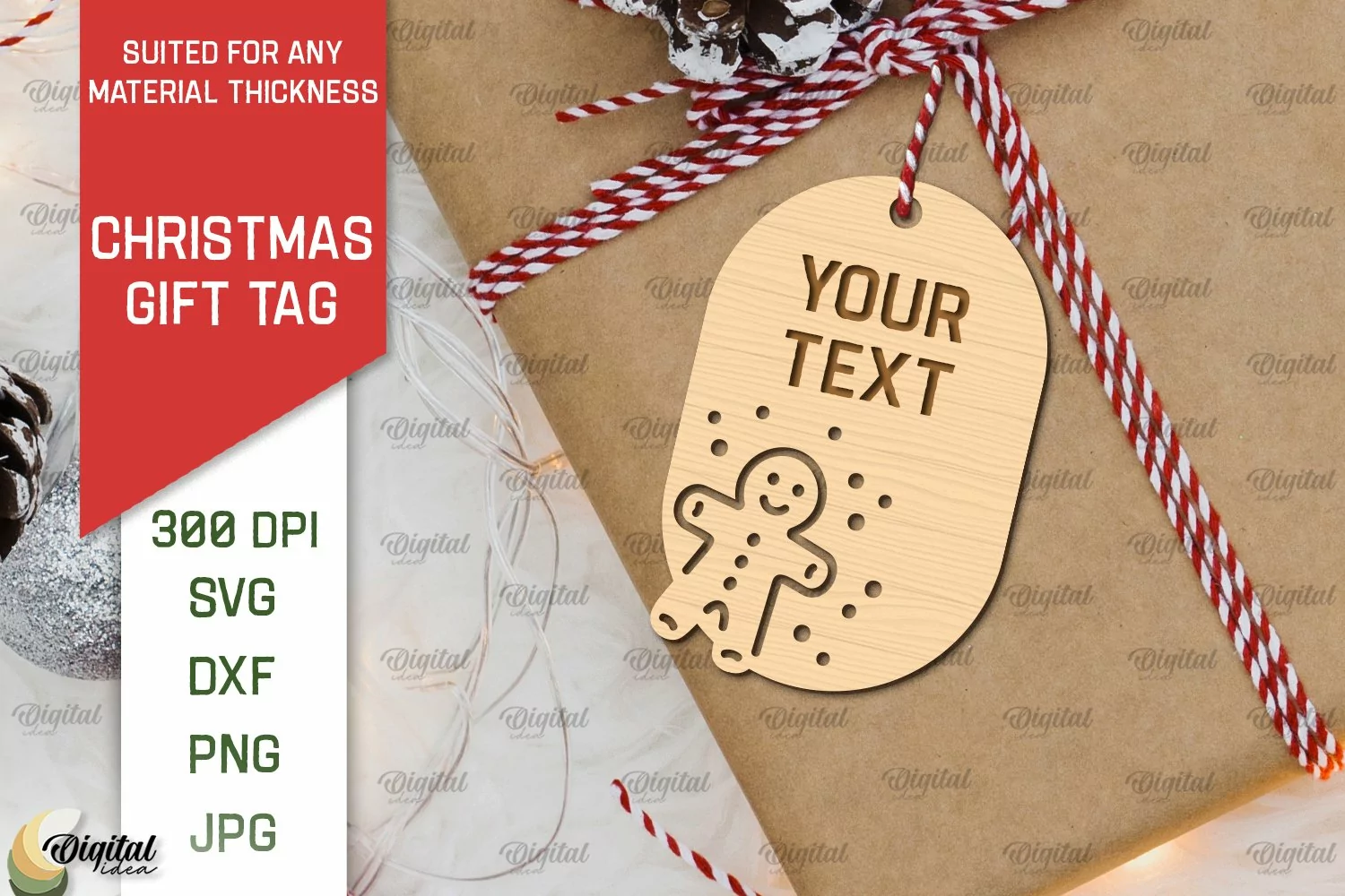 Christmas Gift Tag Laser Cut. Merry Christmas SVG Design product image 1