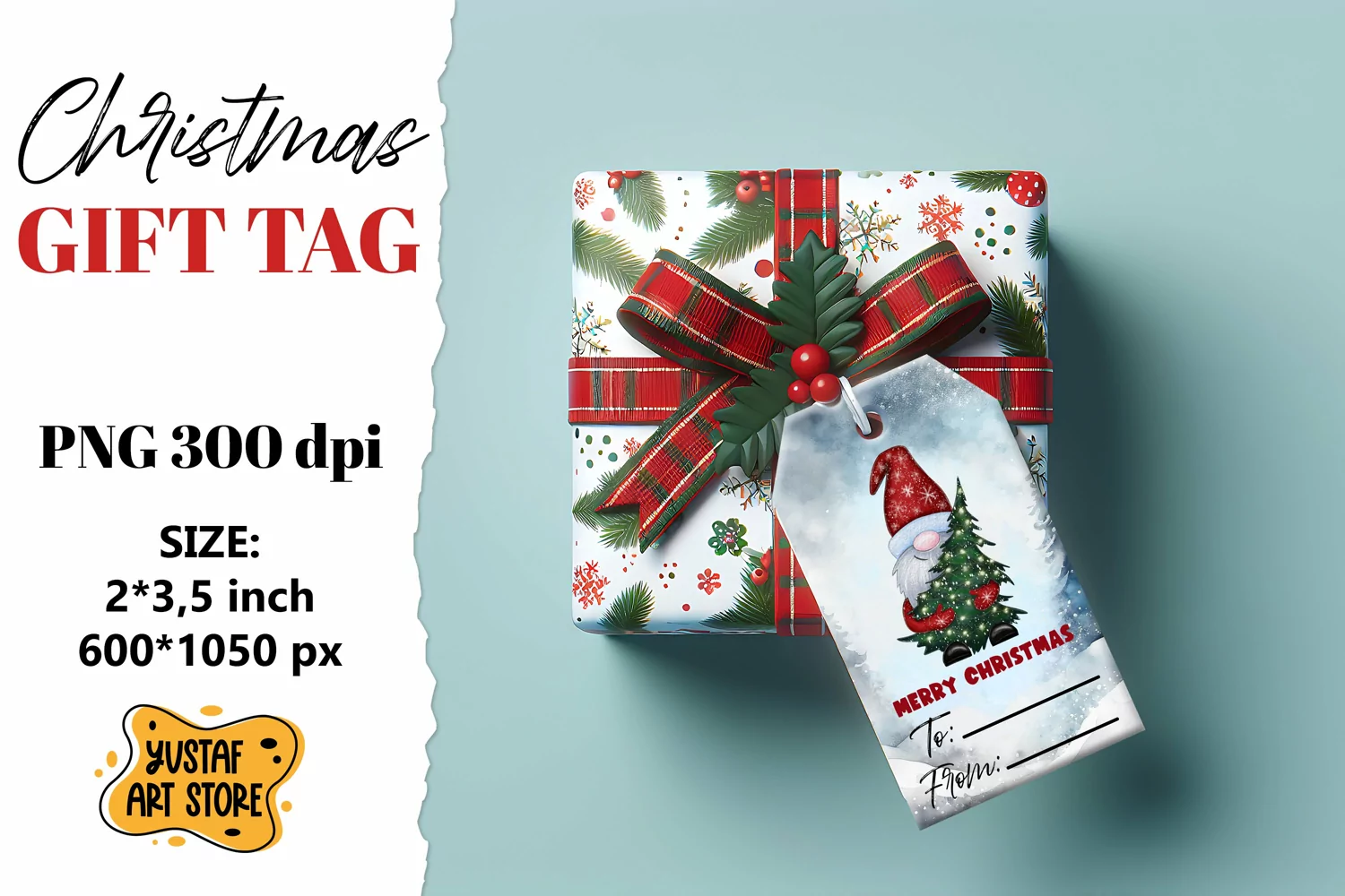 Christmas Gift Tags. Christmas gnome labels design product image 1