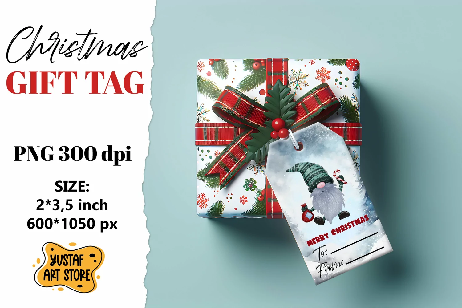 Christmas Gift Tags. Christmas gnome labels design product image 1