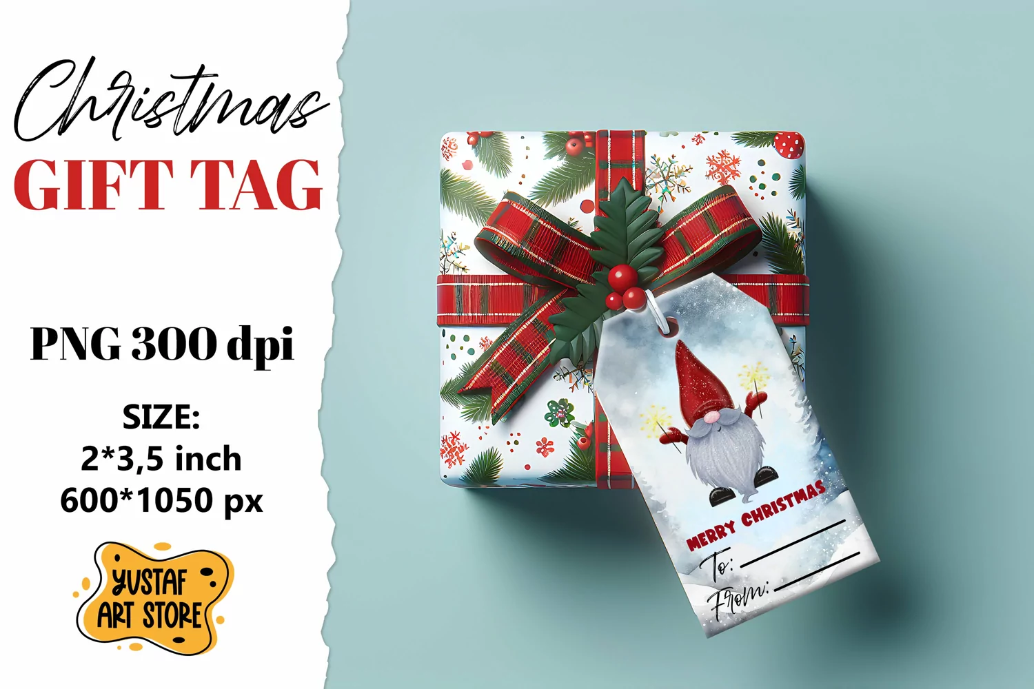 Christmas Gift Tags. Christmas gnome labels design product image 1