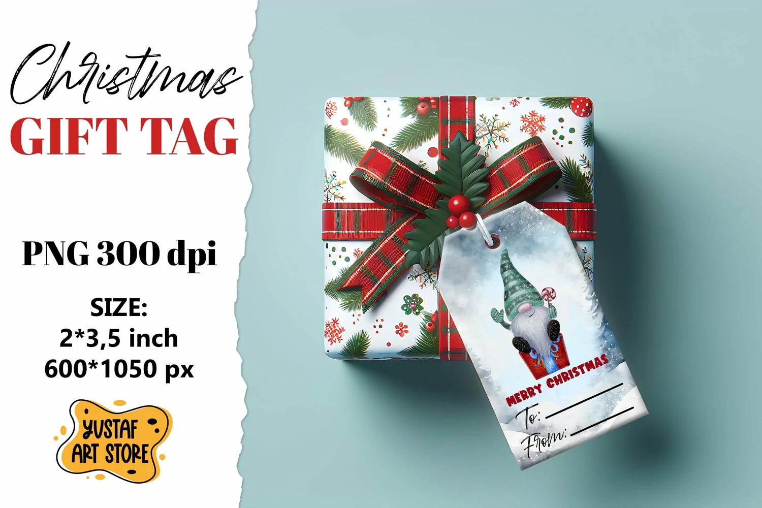 Christmas Gift Tags. Christmas gnome labels design product image 1