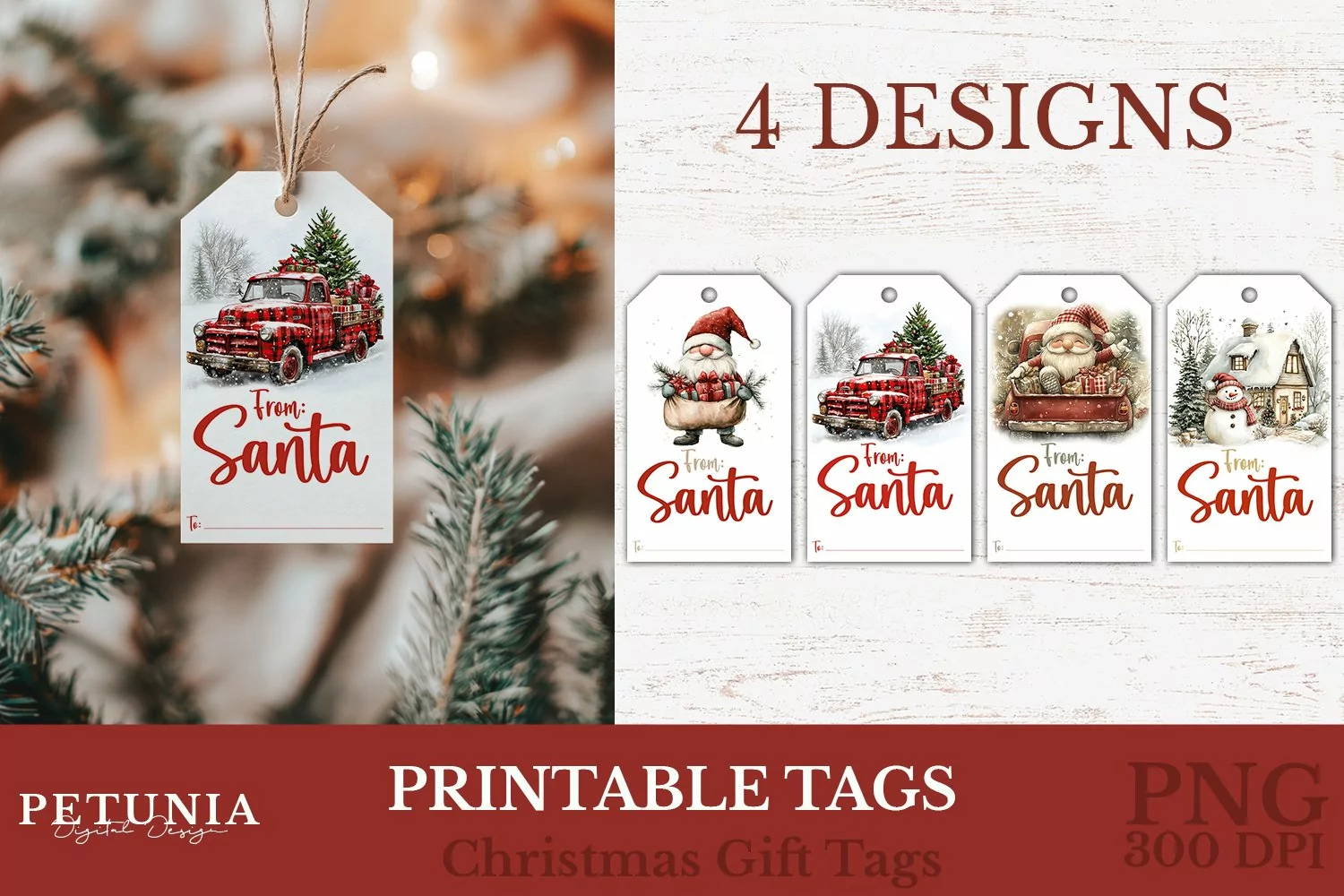 Merry Christmas printable label tags png designs being used as Christmas Gift Tags print