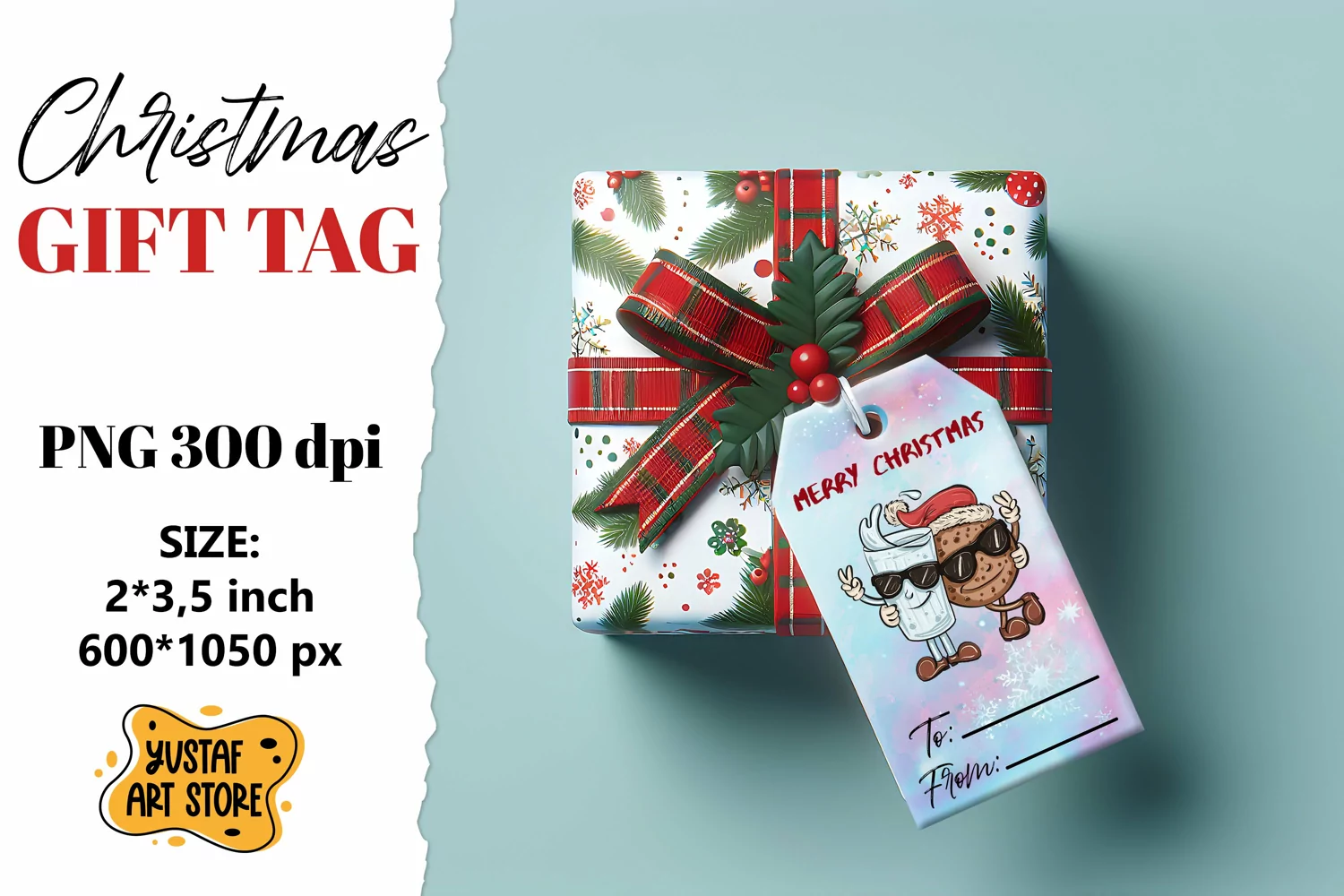 Christmas Gift Tags. Christmas labels retro mascot design product image 1