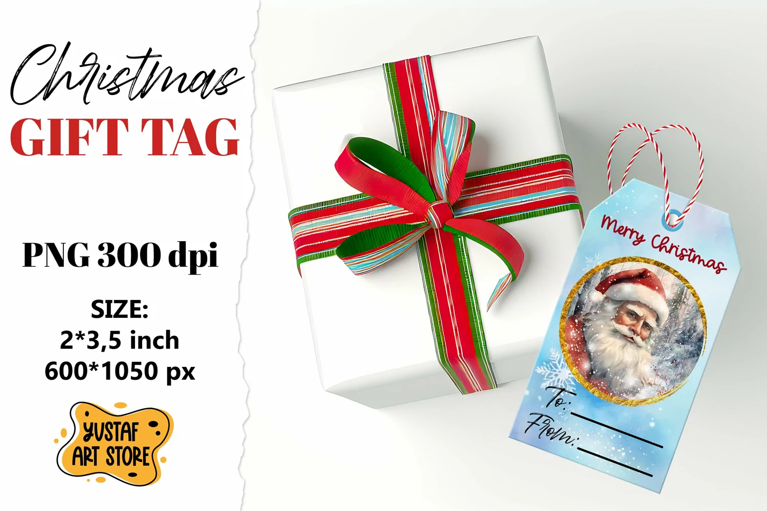 Christmas Gift Tags. Christmas labels Santa Claus design product image 1