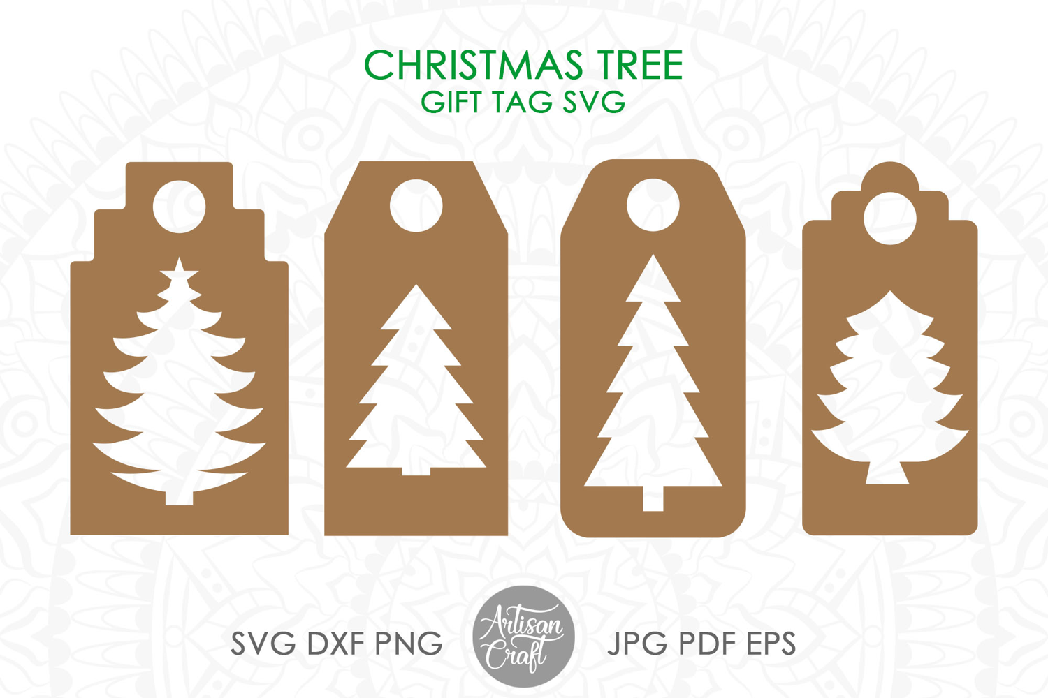 Christmas tree gift tag SVG cut file