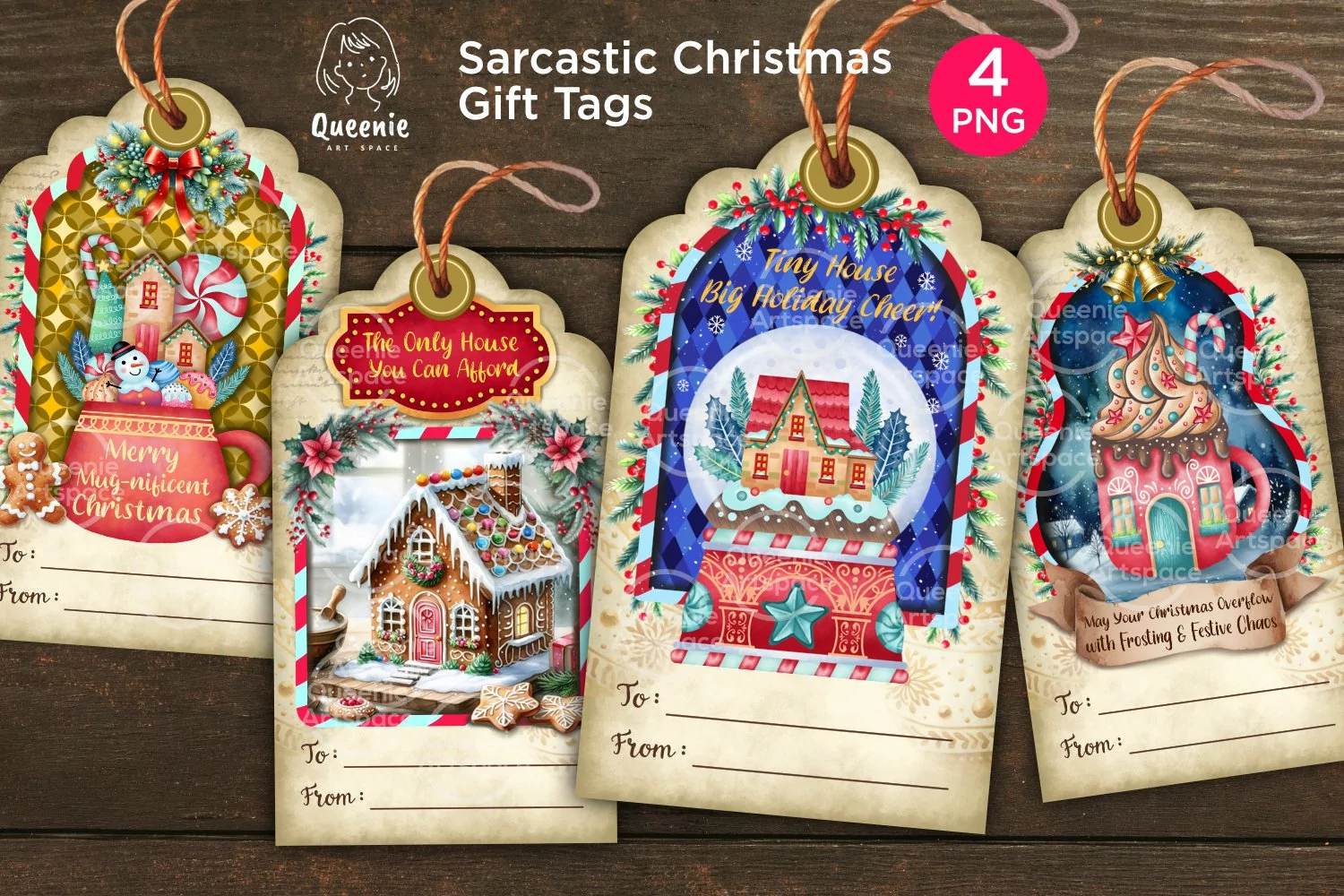 Sarcastic Christmas Gift Tags, Funny Holiday Labels product image 1