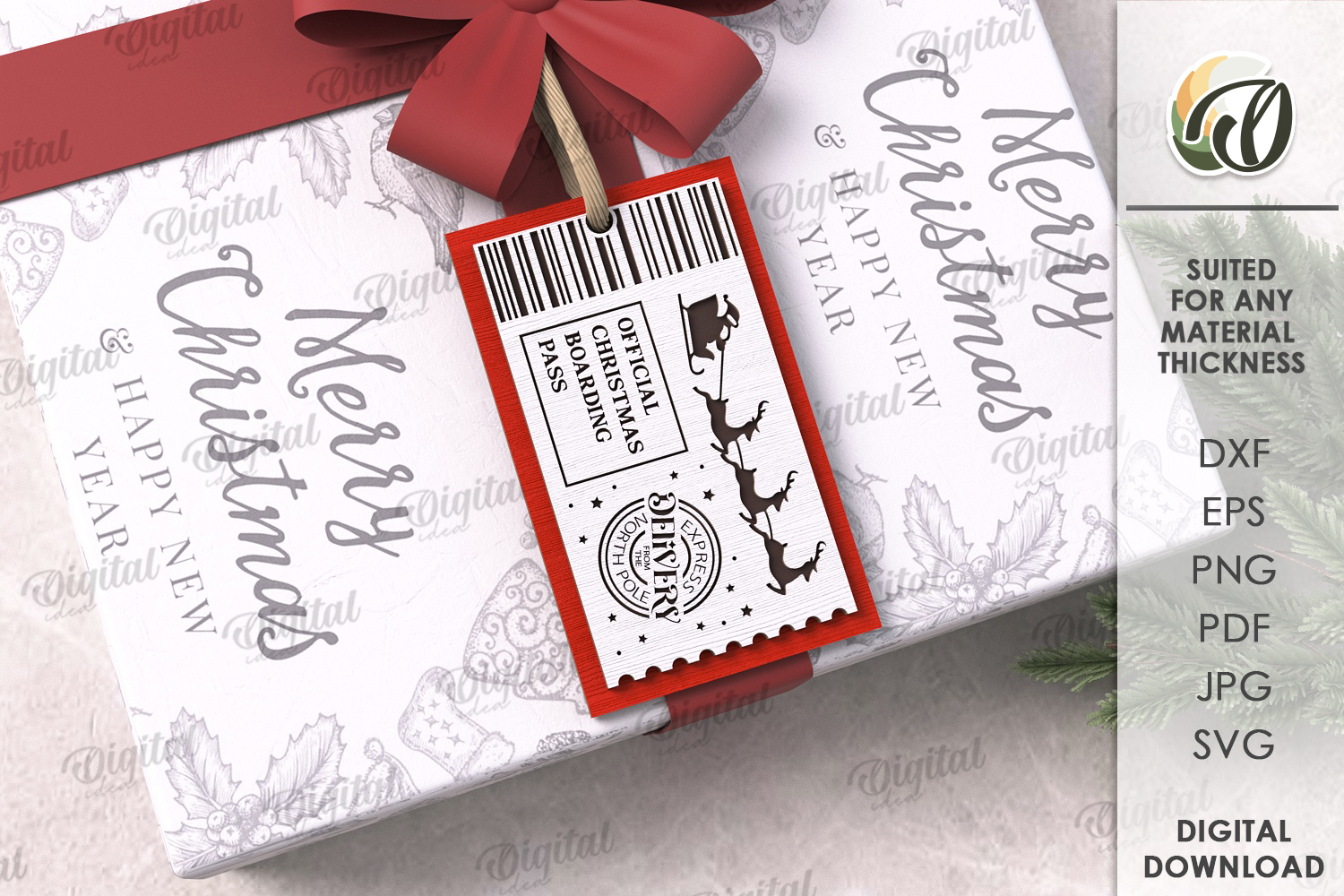 Christmas Gift Tag Laser Cut. Christmas SVG product image 1