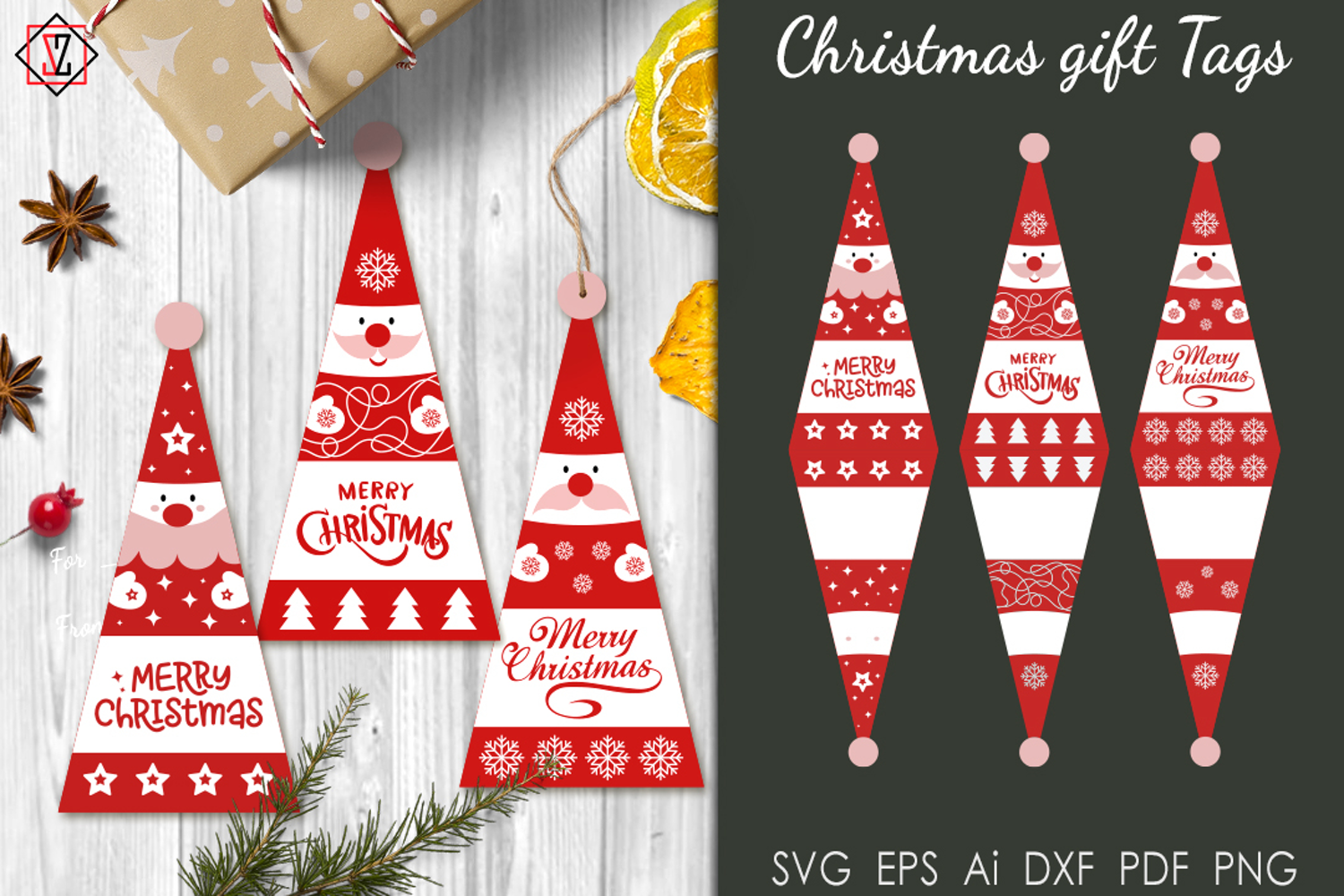 Christmas tags with Santa Claus product image 1