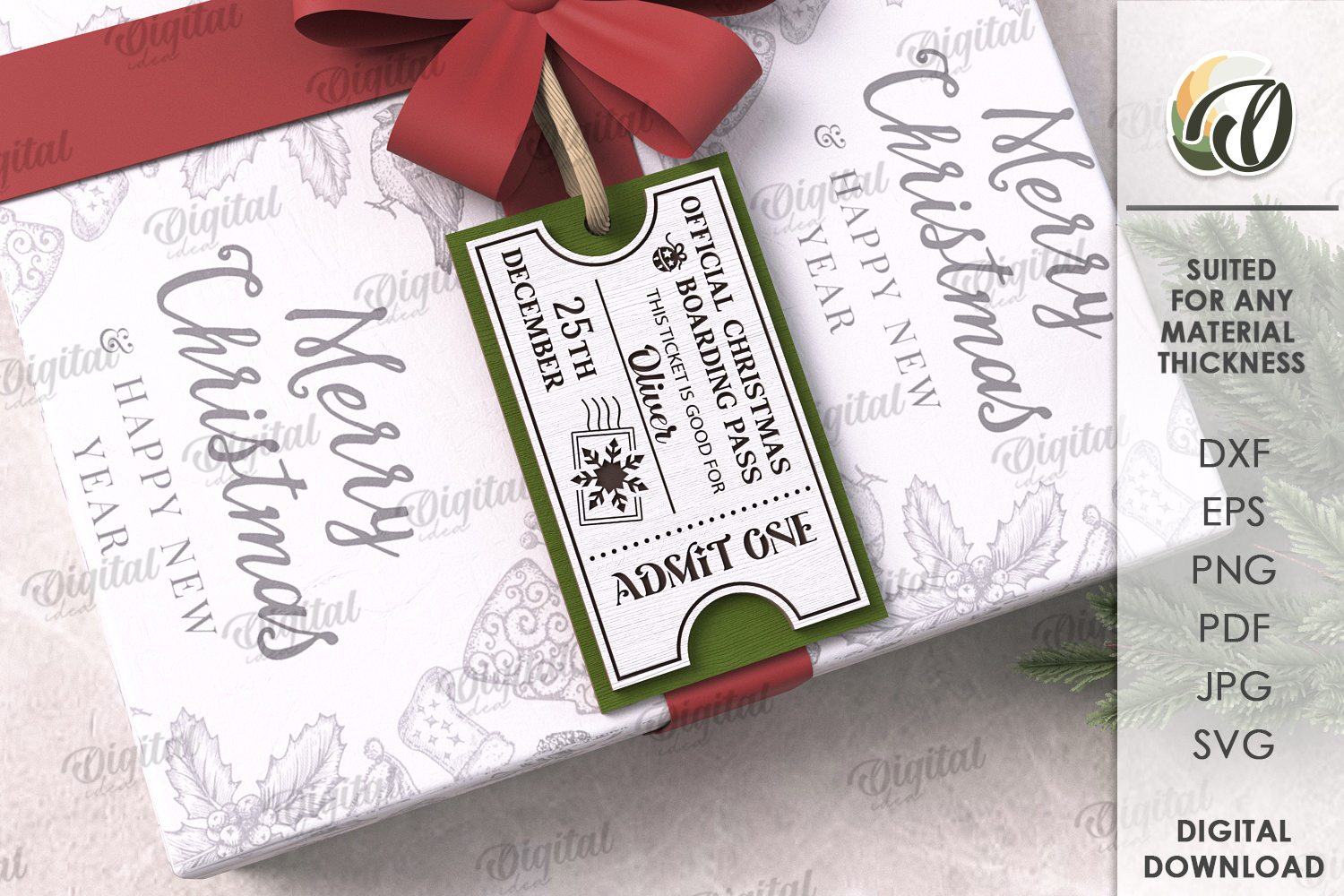 Christmas Gift Tag Laser Cut. Christmas SVG product image 1