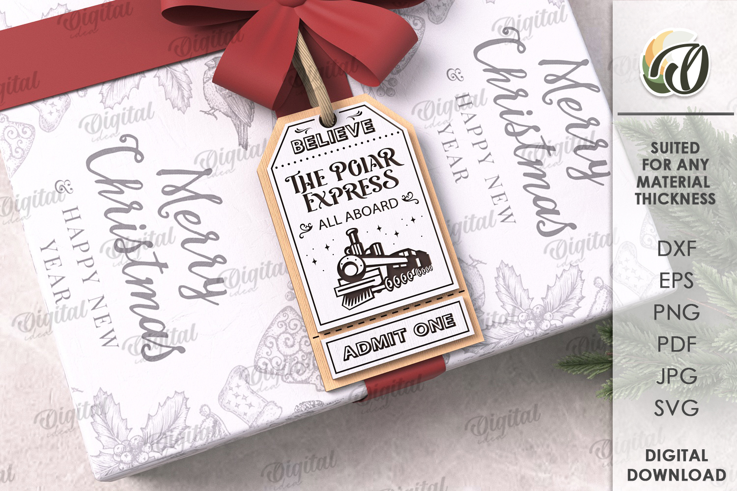 Christmas Gift Tag Laser Cut. Christmas SVG product image 1