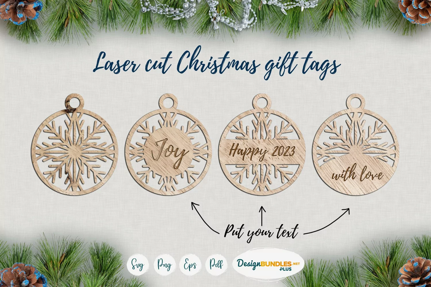 Laser cut Snowflake ornament tags | Christmas SVG templates product image 1