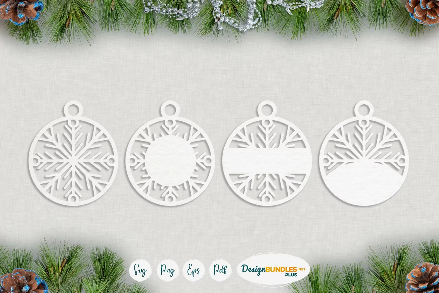 Snowflake ornament Laser cut tags | Christmas SVG templates product image 1