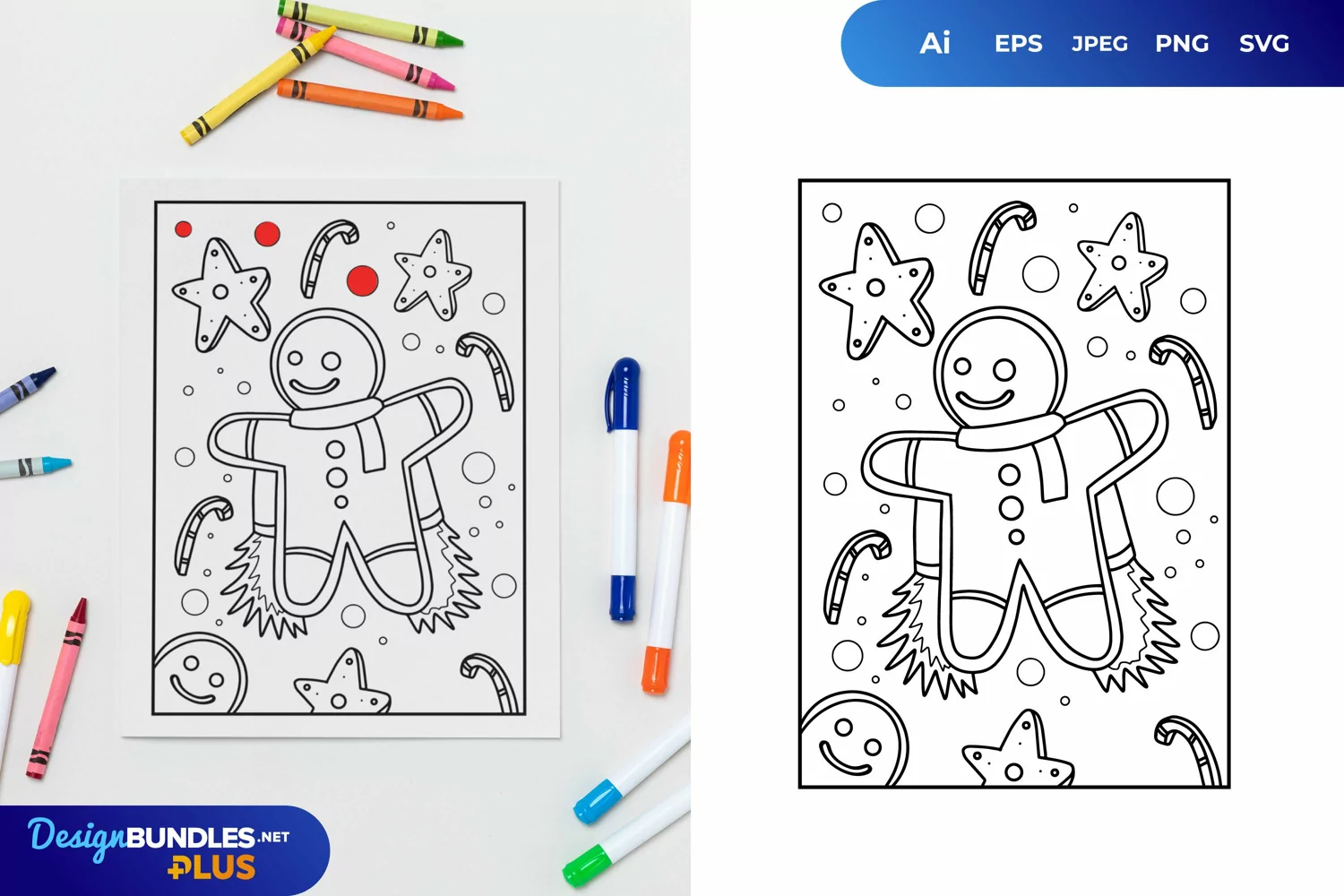 Gingerbread Wearing Shawl for Christmas Coloring Page product image 1