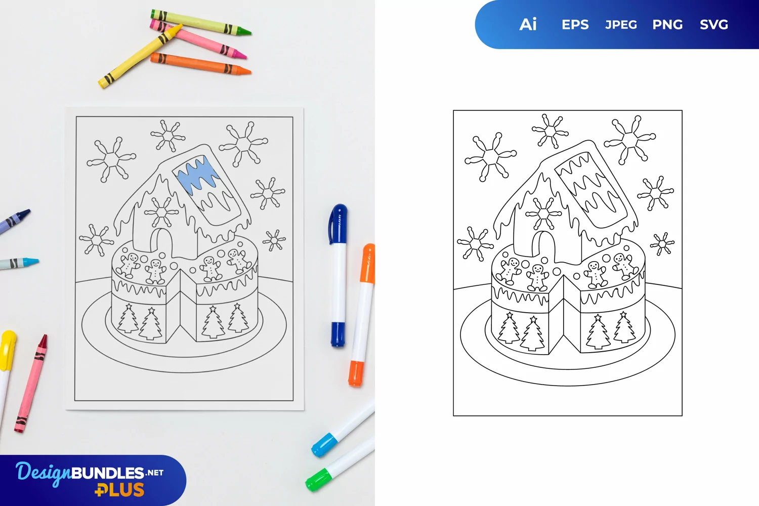 Gingerbread House Cake Coloring Page product image 1